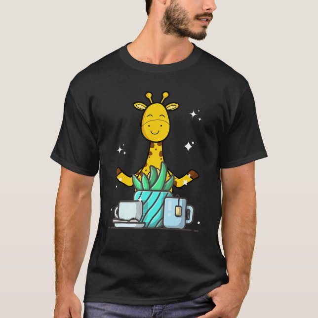 Cute Namaste Giraffe Do Yoga Gardening  Coffee T-Shirt (Front)