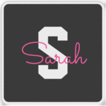Cute Name & Monogram | Black White & Pink