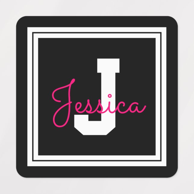 Cute Name & Monogram | Black White & Pink Clothing (Design 1)