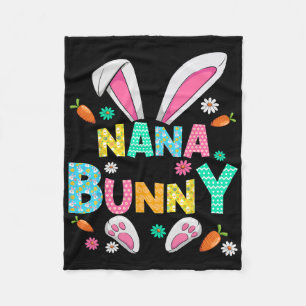 Cute Nana Bunny Bunny Ears And Paws Flowers Easter Fleece Blanket