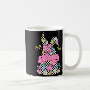 Cute nana chequered bunny coquette bow easter day coffee mug