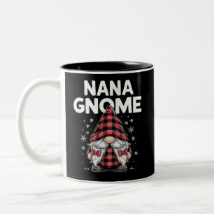 Cute nana Gnomes Red Plaid Christmas Gnome  Two-Tone Coffee Mug