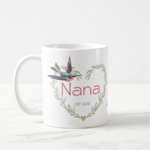 Cute Nana Heart Hummingbird Green Ruby Red Coffee Mug