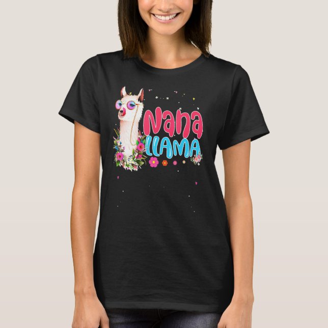 Cute Nana Llama   Mother's Day   Women Birthday T-Shirt (Front)