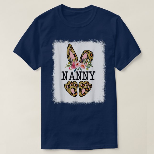 Cute Nanny Bunny Easter Day Leopard Floral  T-Shirt (Design Front)