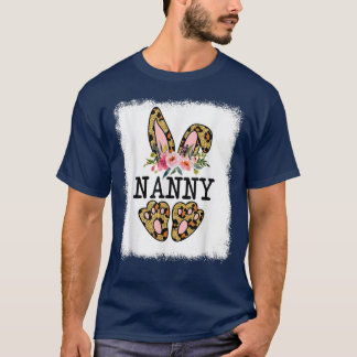 Cute Nanny Bunny Easter Day Leopard Floral  T-Shirt