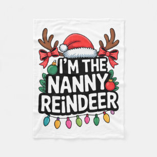 Cute Nanny Reindeer Christmas Family Matching Holi Fleece Blanket