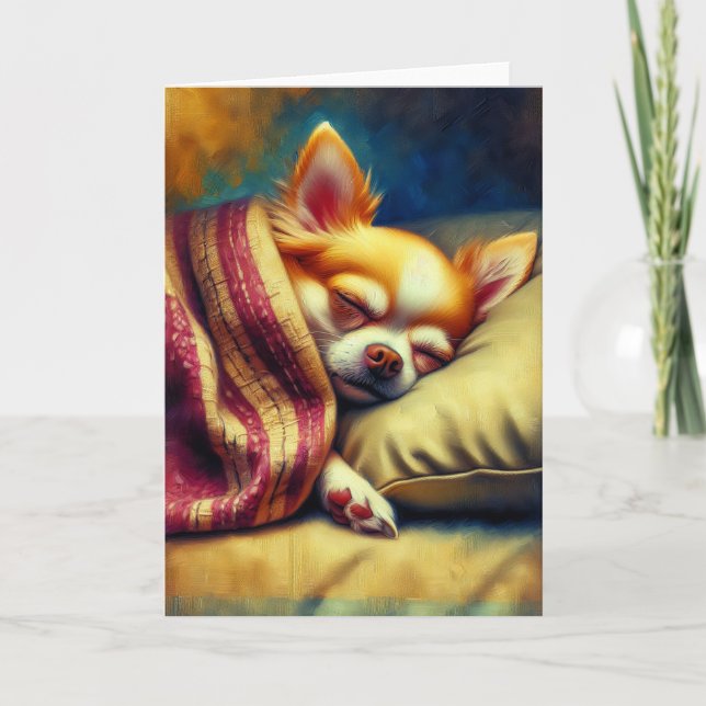 Cute Napping Chihuahua Blank Card (Front)