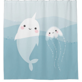 Cute narwhal and jellyfish