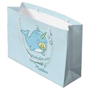 Cute Narwhal Baby Shower Kawaii  Large Gift Bag