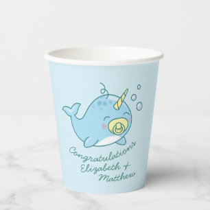Cute Narwhal Baby Shower Kawaii Paper Cups