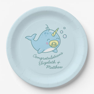 Cute Narwhal Baby Shower Kawaii Paper Plate