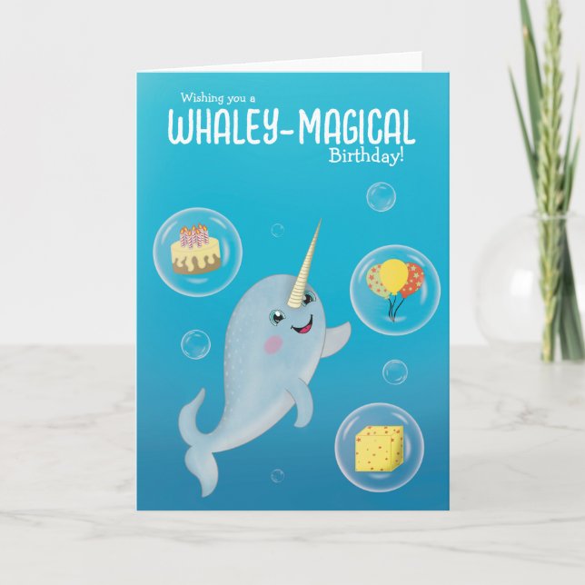 Cute Narwhal Birthday Card (Front)