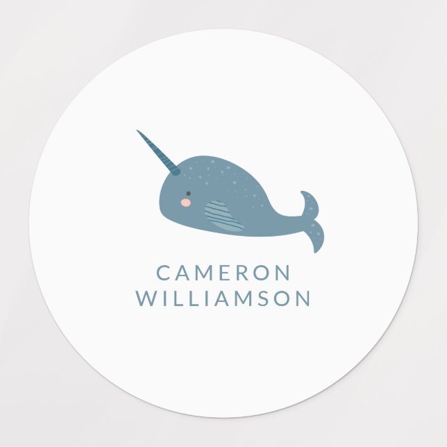 Cute Narwhal in Blue Personalized   (Design 1)