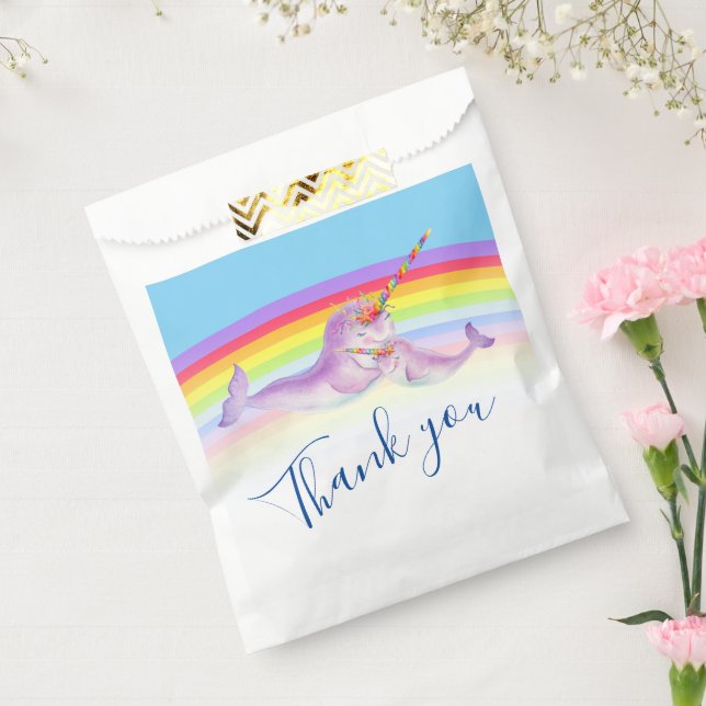 Cute narwhal mother baby blue rainbow baby shower  favour bag (Sealed)