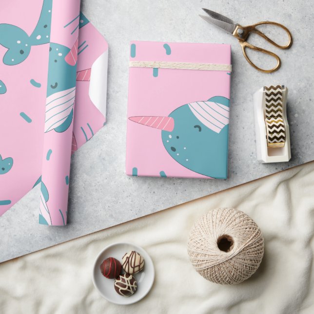 Cute Narwhal Pattern Wrapping Paper (Crafts)