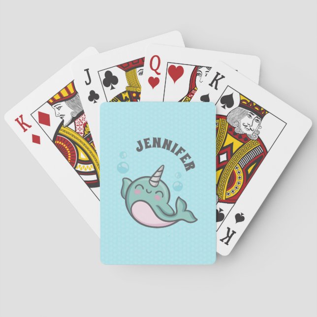 Cute Narwhal Playing Cards (Back)