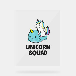 Cute Narwhal Unicorn Squad Funny Unicorn And Narwh Acrylic Sign
