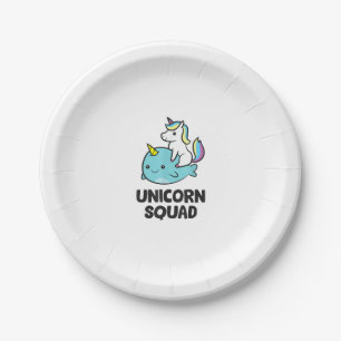 Cute Narwhal Unicorn Squad Funny Unicorn And Narwh Paper Plate