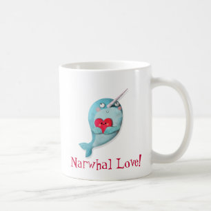 Cute Narwhal with Heart Coffee Mug