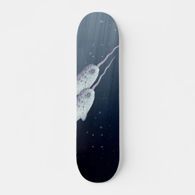 Cute Narwhals Swimming Together Underwater Skateboard (Front)