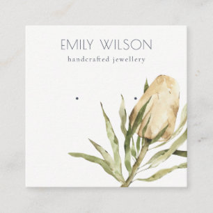 Cute Native Banksia Floral Earring Display  Square Business Card