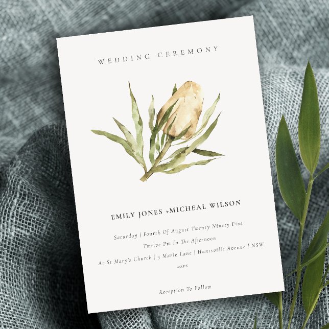 Cute Native Banksia Watercolor Floral  Wedding Invitation (Creator Uploaded)