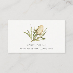 Cute Native Banksia Watercolor Floral Wedding Place Card