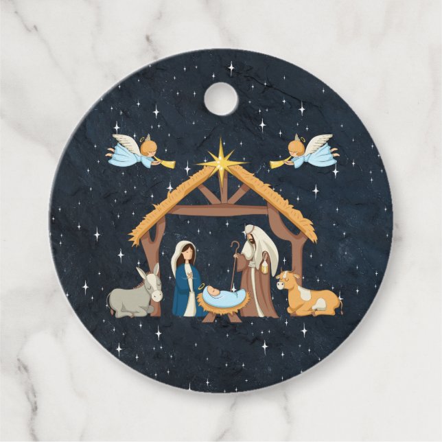Cute Nativity Christmas Favour Tags (Front)