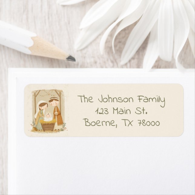 Cute Nativity Christmas Return Address (Insitu)