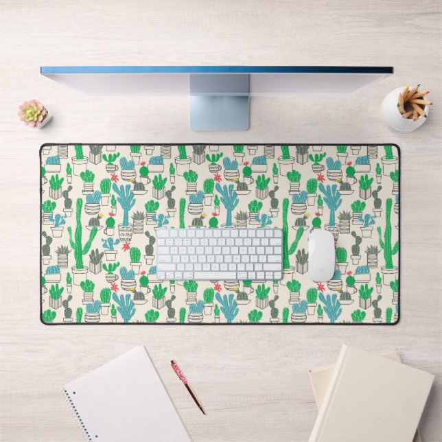 Cute Natural Floral Cacti Pattern 2 Desk Mat (Office 1)