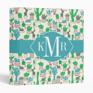 Cute Natural Floral Cacti Pattern Binder