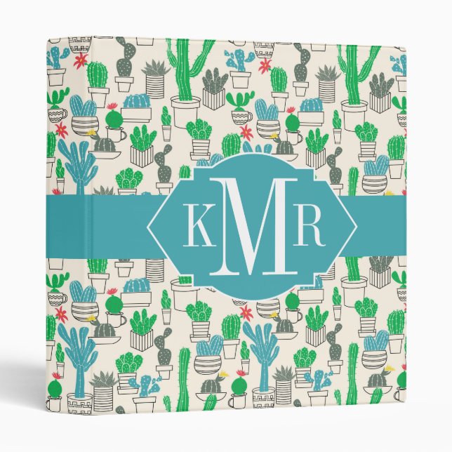 Cute Natural Floral Cacti Pattern Binder (Front/Spine)