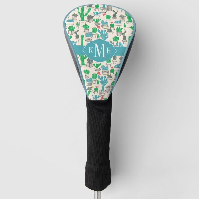 Cute Natural Floral Cacti Pattern Golf Head Cover (Front)