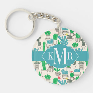 Cute Natural Floral Cacti Pattern Keychain