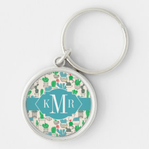 Cute Natural Floral Cacti Pattern Keychain