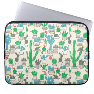 Cute Natural Floral Cacti Pattern Laptop Sleeve