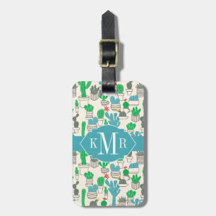Cute Natural Floral Cacti Pattern Luggage Tag