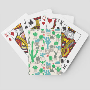 Cute Natural Floral Cacti Pattern Playing Cards