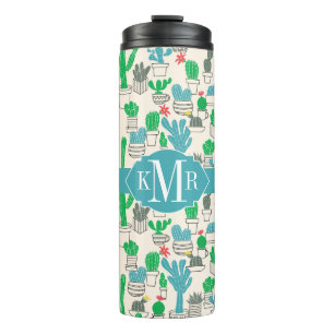 Cute Natural Floral Cacti Pattern Thermal Tumbler