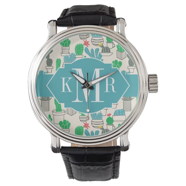Cute Natural Floral Cacti Pattern Watch (Front)