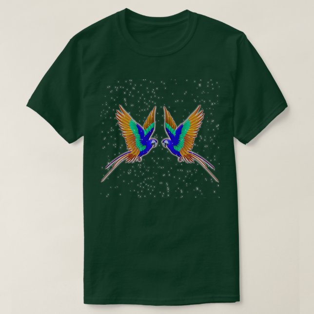 Cute Natural Parrot Bird Pattern Design T-Shirt (Design Front)