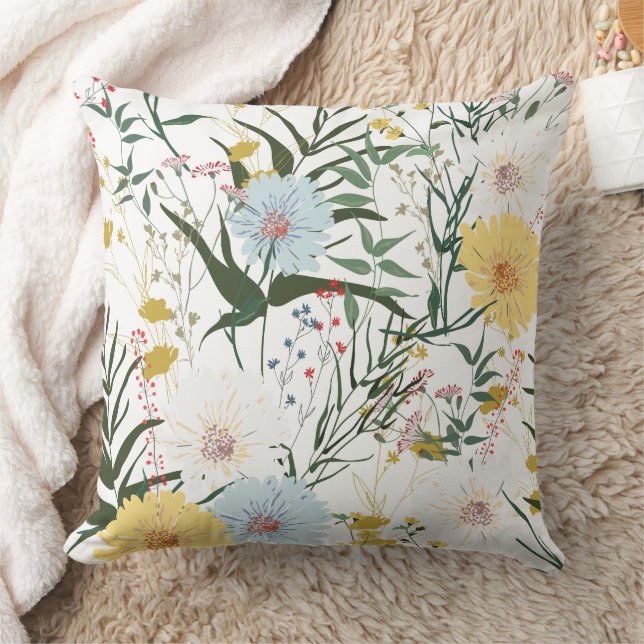 Cute nature background l White Throw Pillow (Blanket)