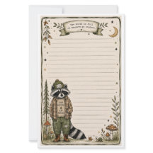 Cute Nature Explorer Raccoon Stationery Paper