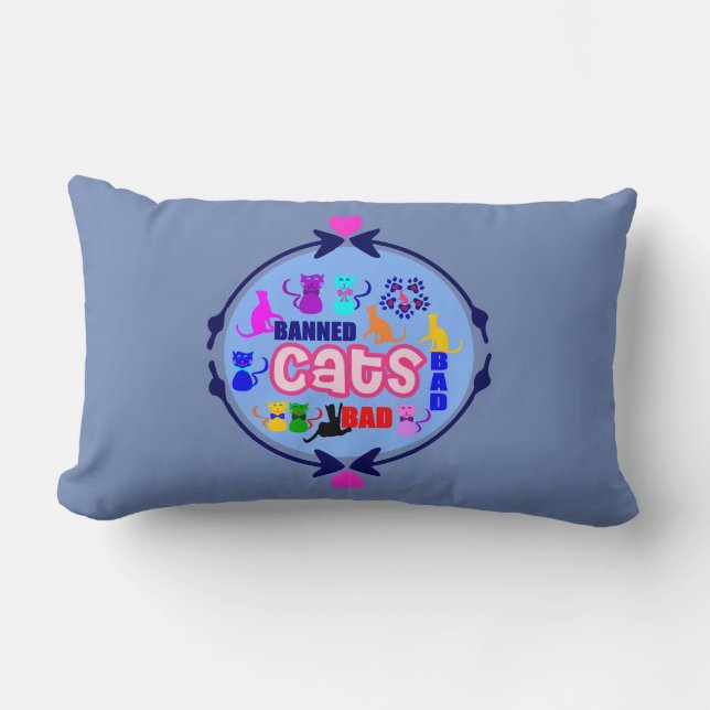 😻🐾↷❤Cute Naughty Cat Family Fabulous Lumbar Lumbar Pillow (Front)