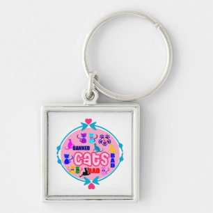 😻🐾↷❤Cute Naughty Cat Family Fabulous Waterproof Keychain
