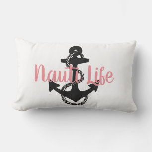 cute NAUTI LIFE type with anchor two-sided Lumbar Pillow