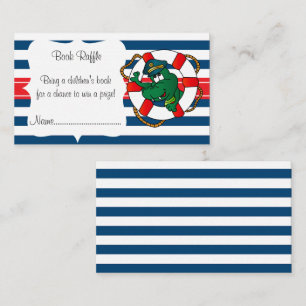 Cute Nautical Alligator Baby Shower Book Raffle Enclosure Card