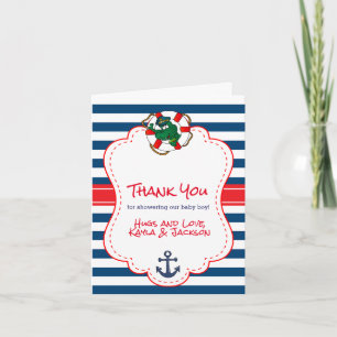 Cute Nautical Alligator Baby Shower Thank You Card