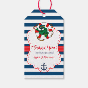 Cute Nautical Alligator Baby Shower Thank You Gift Tags